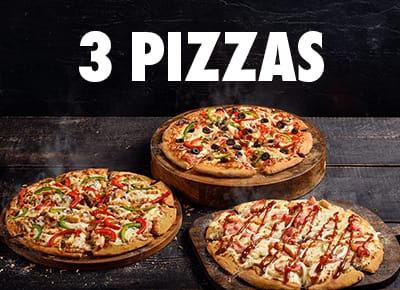 3 pizzas Menu.