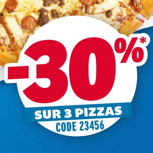-30% de réduction sur 3 pizzas