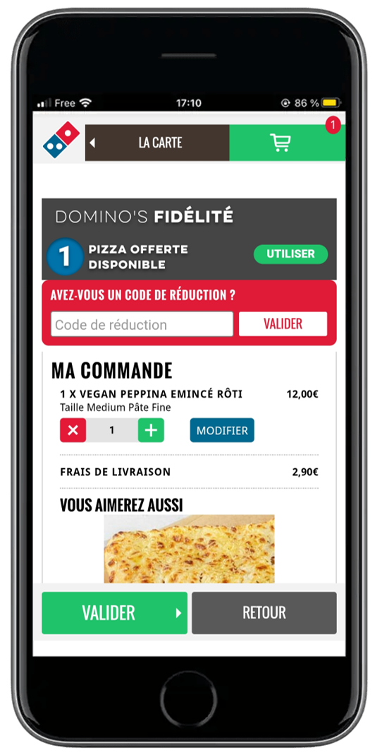 Application Domino's commande