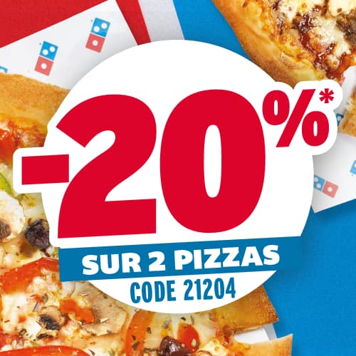 -20% de réduction sur 2 pizzas